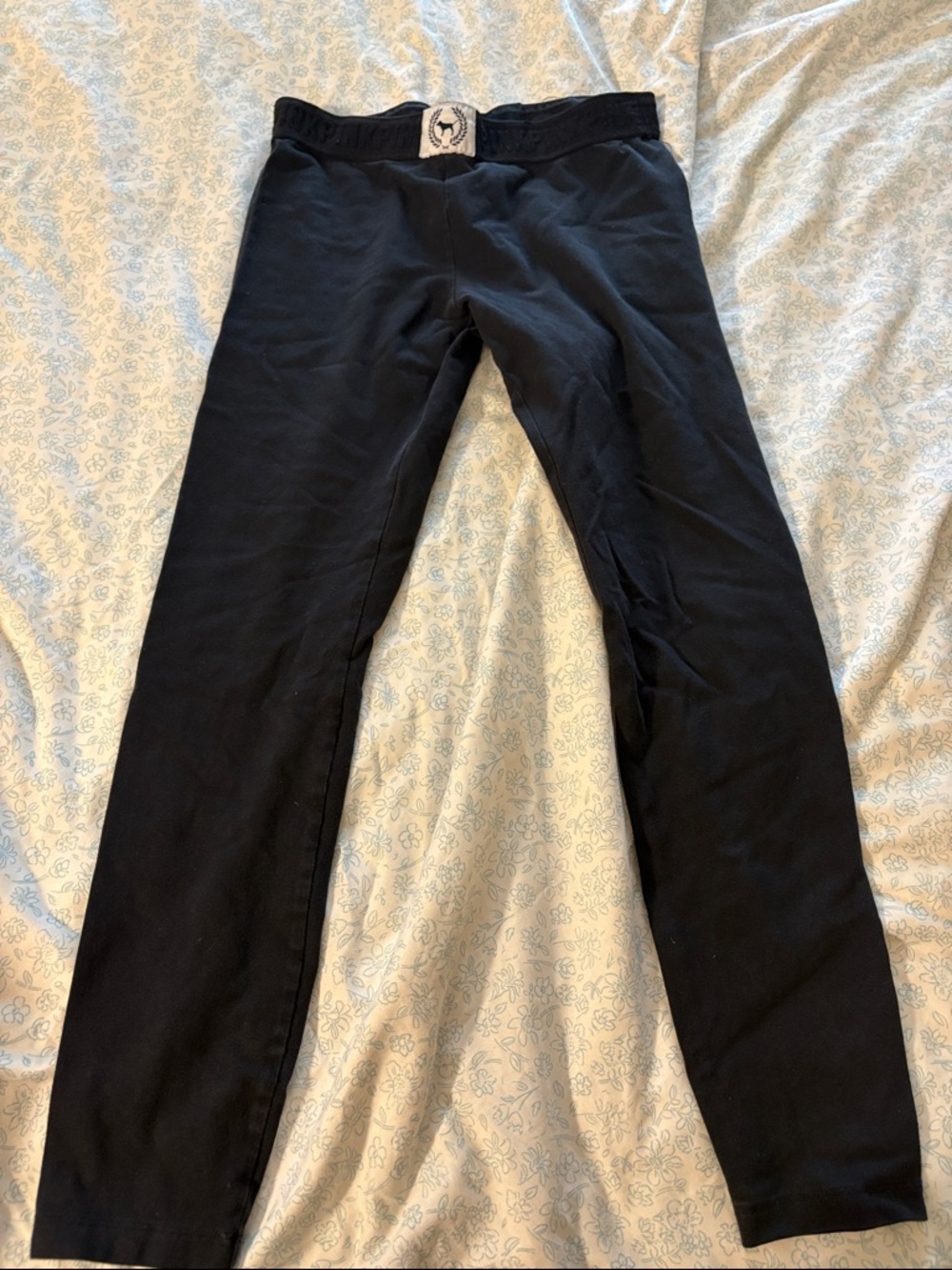 Pink victoria secret Black Full-Length Leggings with Logo Waistband